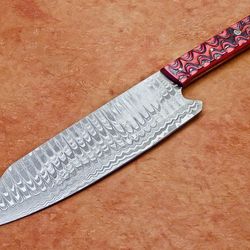 custom crafted damascus steel knife | wooden handle kitchen masterpiece