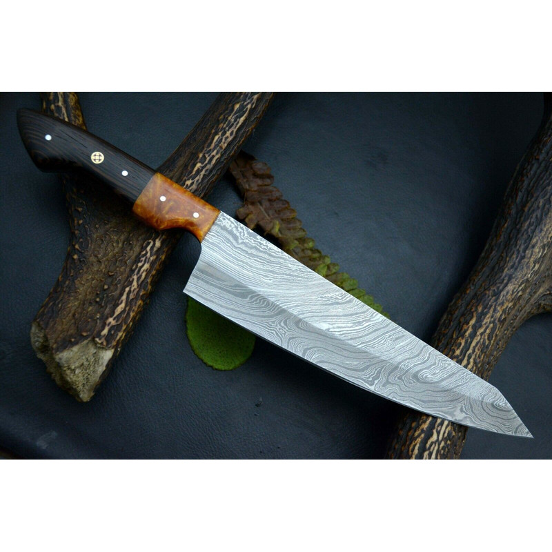 Handmade Damascus Steel Chef Knife With Wood Handle 0