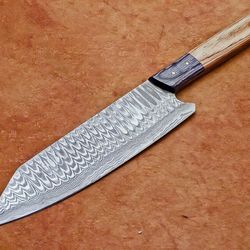 custom handmade damascus knife | wood handle chef knife
