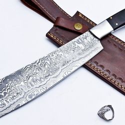 handmade kitchen knife | forged damascus steel with micarta handle