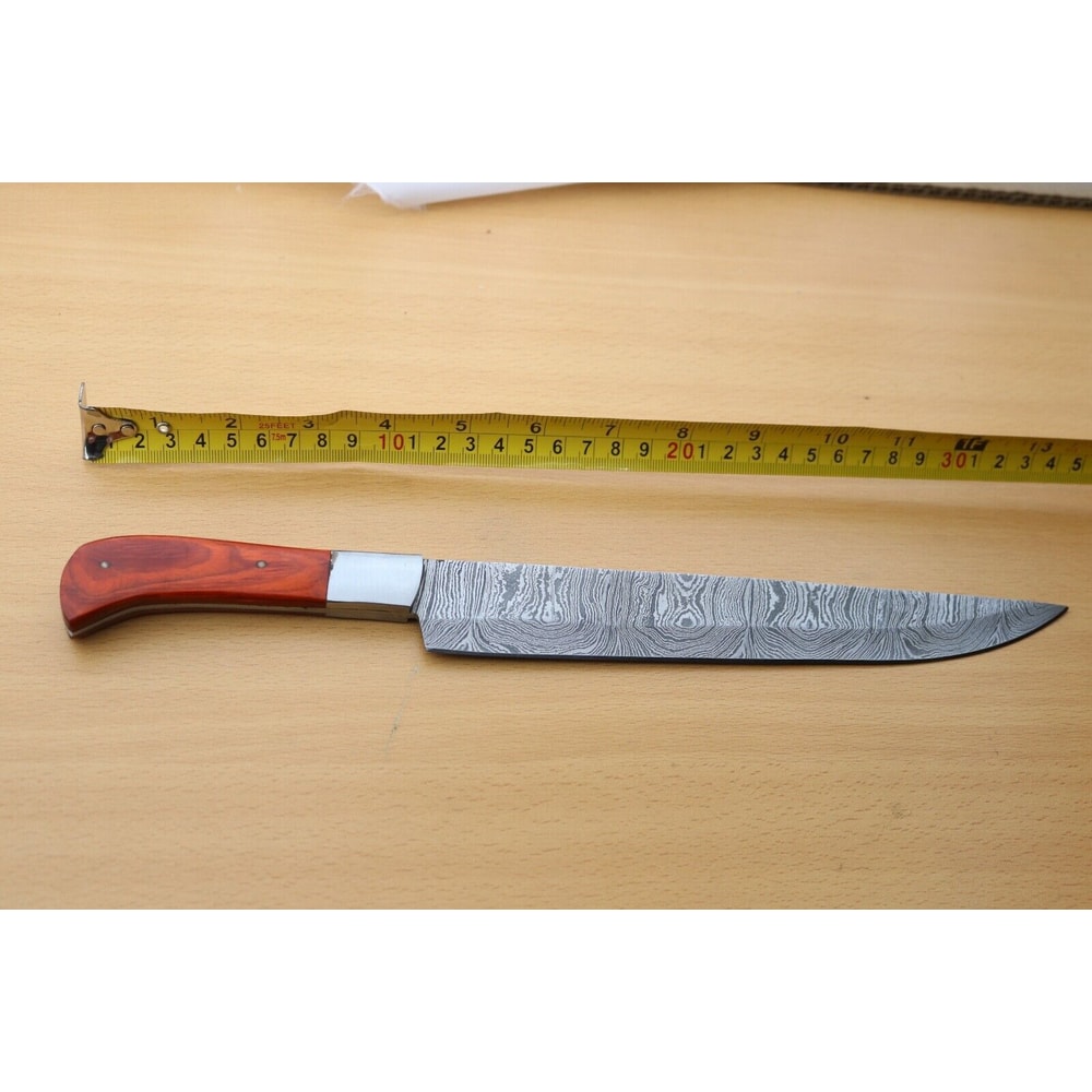 Custom Handmade Damascus Steel Hunting Camping Knife With Wooden Handle And Sheath 1