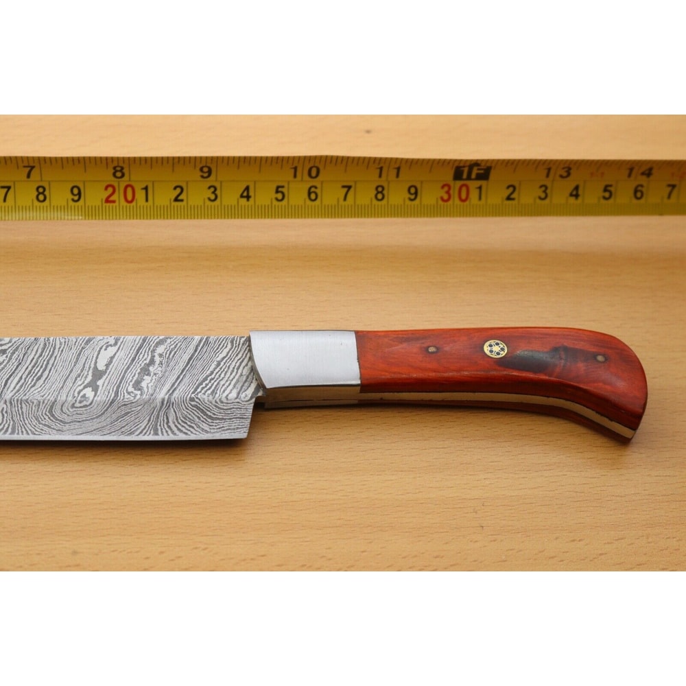 Custom Handmade Damascus Steel Hunting Camping Knife With Wooden Handle And Sheath 2