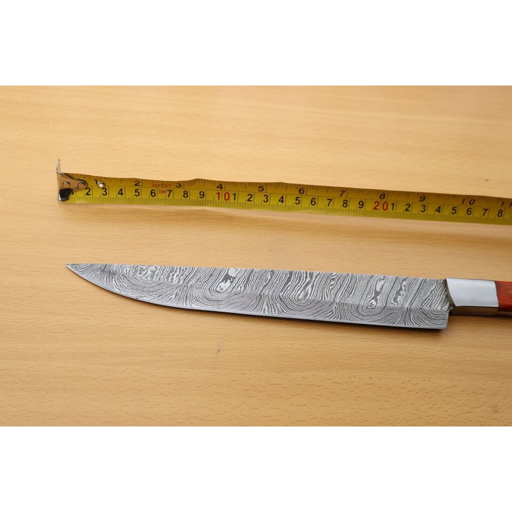 Custom Handmade Damascus Steel Hunting Camping Knife With Wooden Handle And Sheath 3