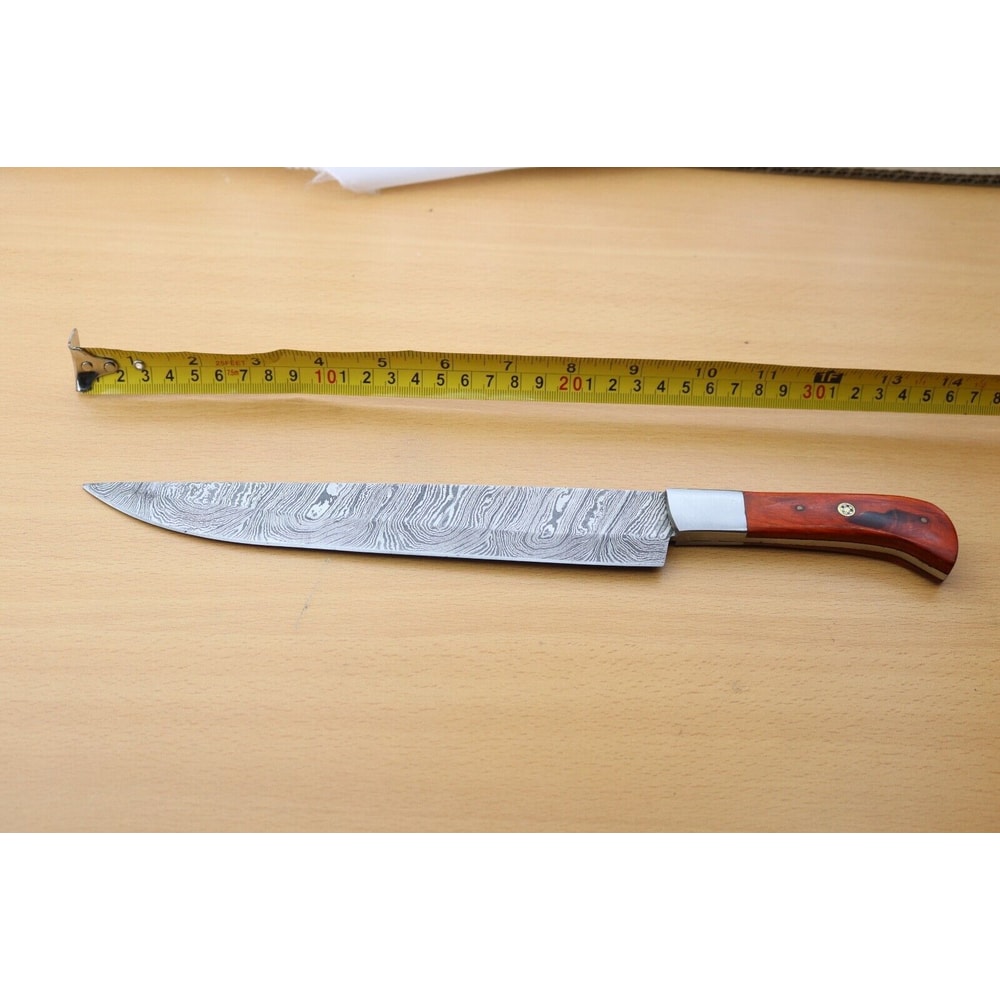 Custom Handmade Damascus Steel Hunting Camping Knife With Wooden Handle And Sheath 0