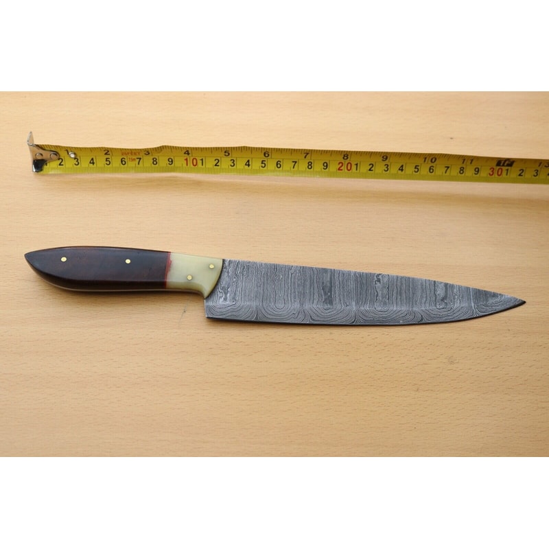 Hand Forged Damascus Steel Hunting Knife With Wooden Handle Sheath 1