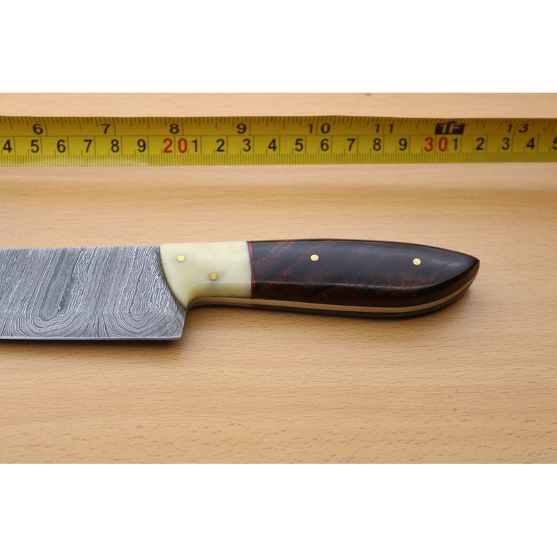 Hand Forged Damascus Steel Hunting Knife With Wooden Handle Sheath 2