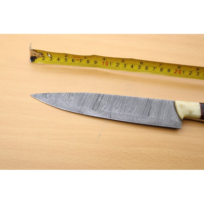 Hand Forged Damascus Steel Hunting Knife With Wooden Handle Sheath 3