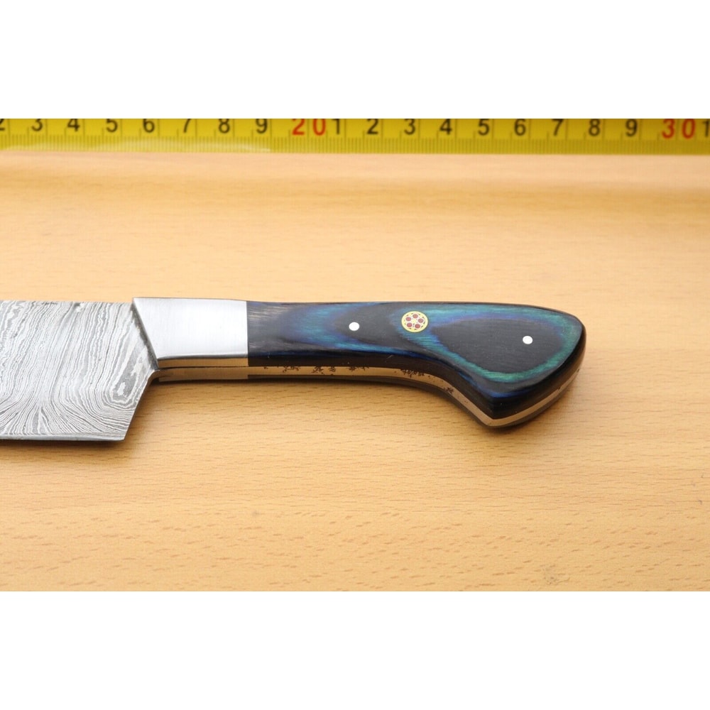 Custom Forged Damascus Hunting Knife Pure Wood Handle Knife 1