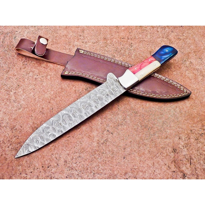 Rustic Handmade Damascus Steel Knife Hunting Camping Essential 2