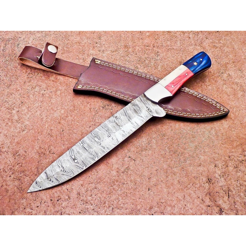 Rustic Handmade Damascus Steel Knife Hunting Camping Essential 0