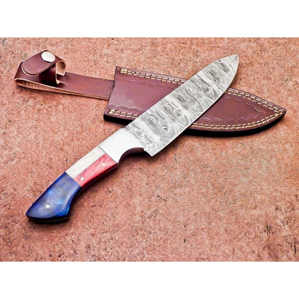 Traditional Damascus Steel Knife Handmade Wooden Handle Knife 1