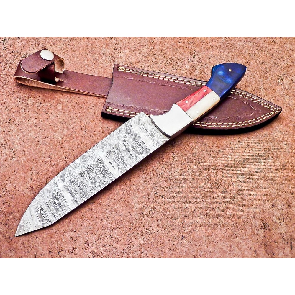 Traditional Damascus Steel Knife Handmade Wooden Handle Knife 2