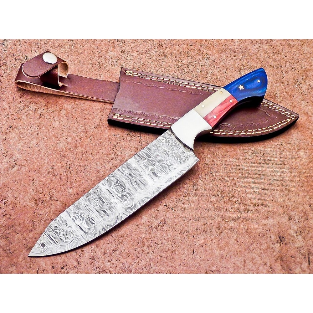 Traditional Damascus Steel Knife Handmade Wooden Handle Knife 0