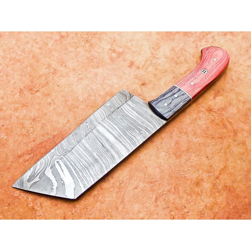 Hand Forged Damascus Steel Cleaver Knife With Wooden Handle 12 Chef Chopper 1