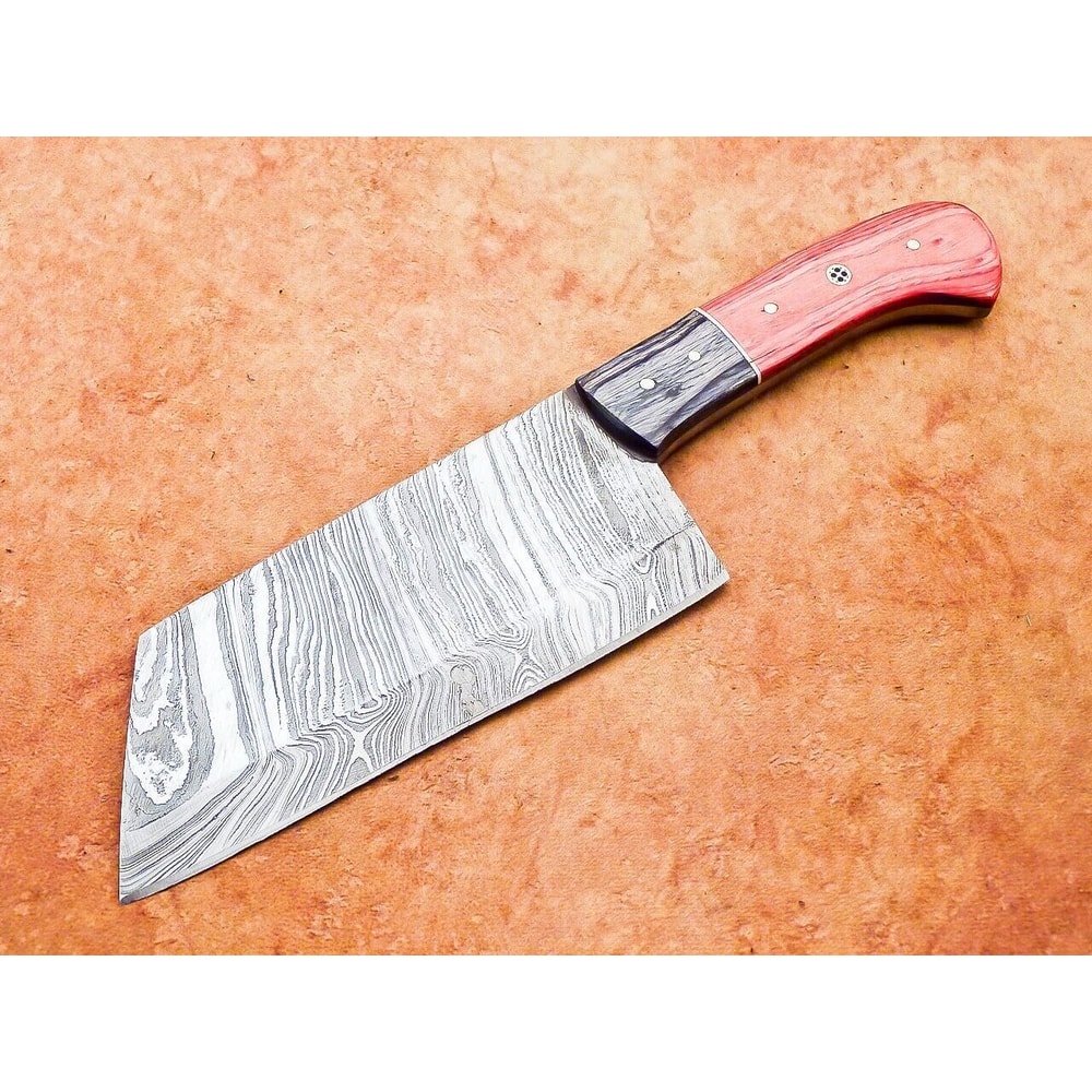 Hand Forged Damascus Steel Cleaver Knife With Wooden Handle 12 Chef Chopper 2