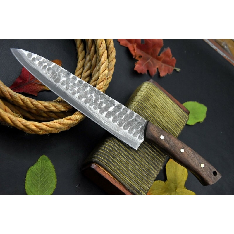 Custom Forged Damascus Steel Chef Knife Kitchen Knife Wood Handle 1