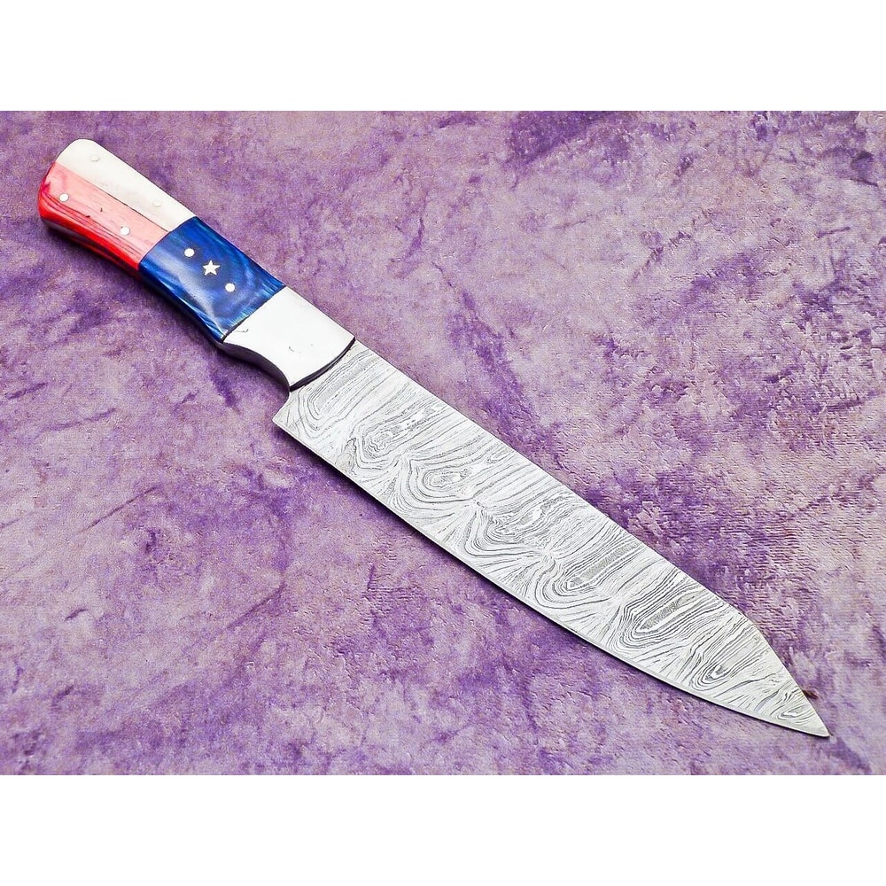 Hand Forged Damascus Steel Kitchen Chef Knife 12 INCH Blade Bone Handle 1