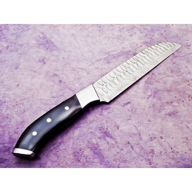 Hand Forged Damascus Steel Kitchen Chef Knife 12 INCH Blade Bull Horn Handle 1