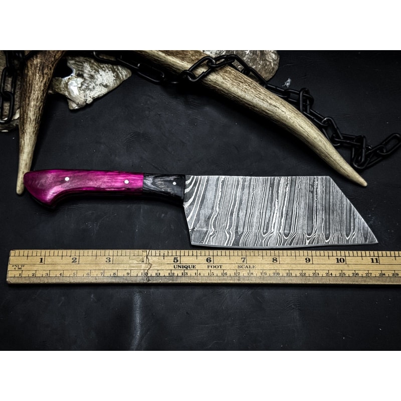 Handmade Damascus Knife With Sheath Perfect Gift For Chefs Hunters Collectors Pakka Wood Handle 1