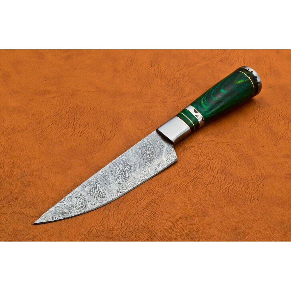 Handmade Damascus Steel Chef Knife Forged Ladder Pattern Blade Spanish Wood Handle 1