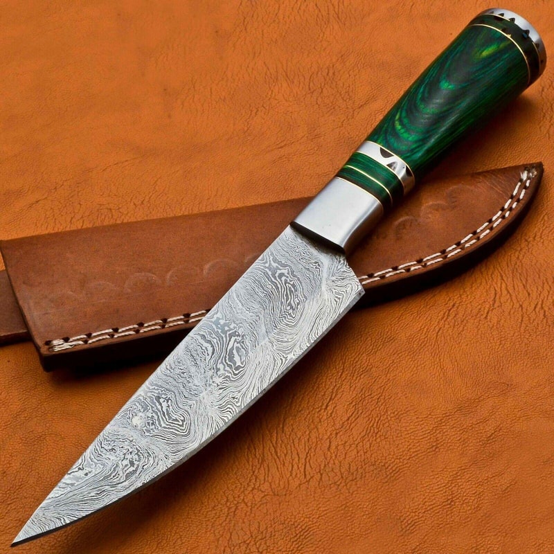 Handmade Damascus Steel Chef Knife Forged Ladder Pattern Blade Spanish Wood Handle 3