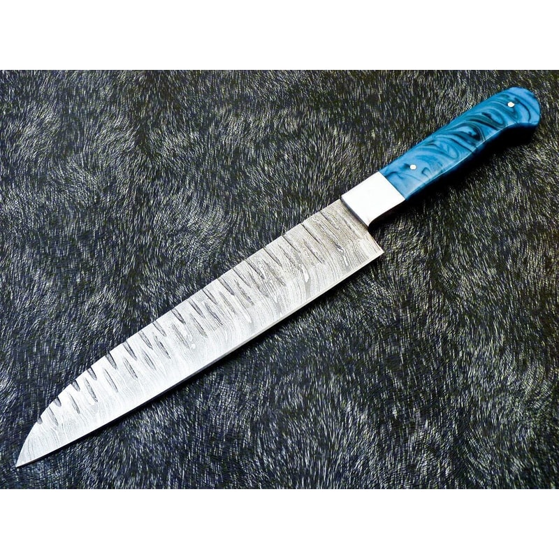 Professional Chef Damascus Knife Custom Handmade 13 INCH Blade Steel Bolster Resin Handle 3
