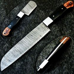 12" custom handmade damascus steel chef knife | forged kitchen knife