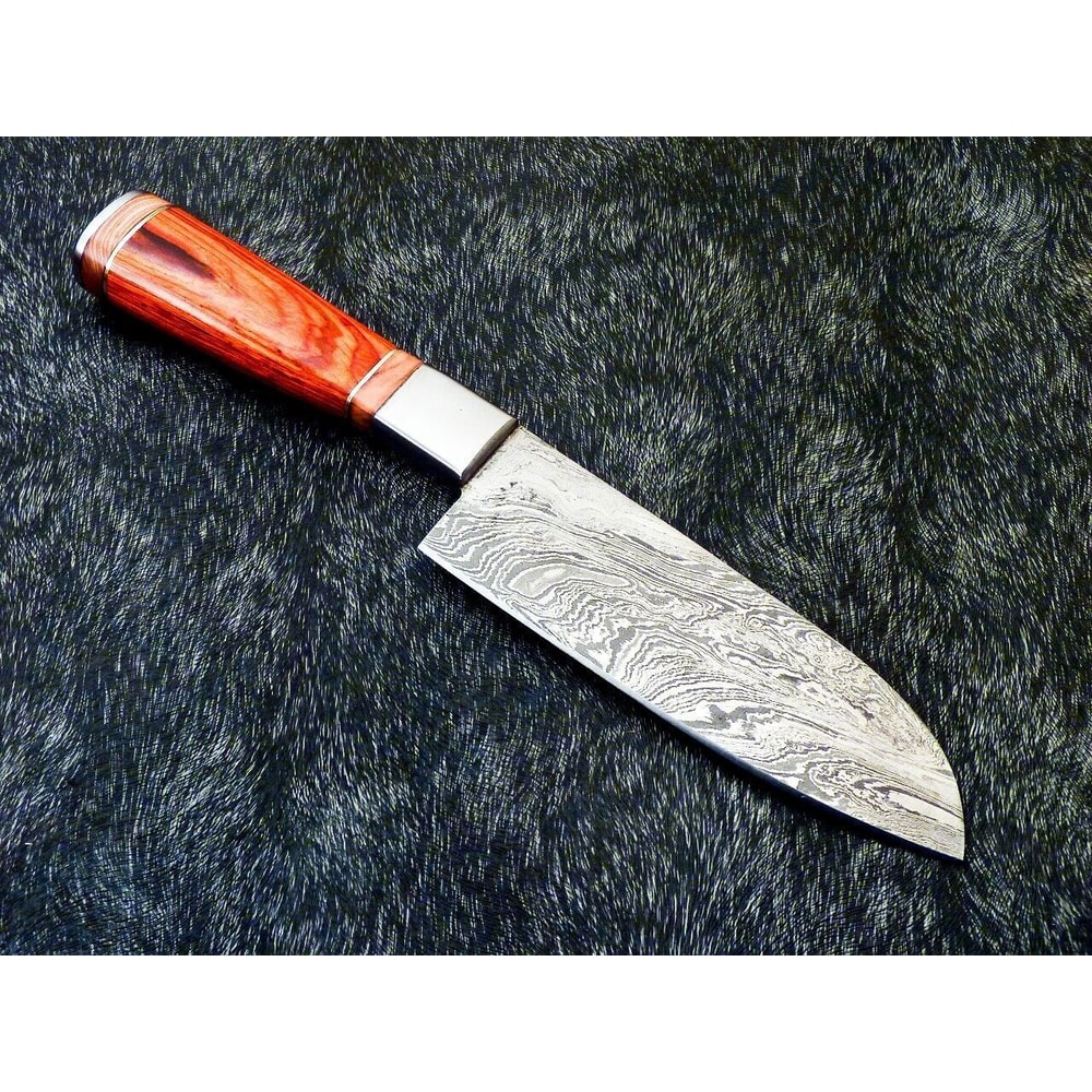 Custom Forged 11 Inch Damascus Steel Chef Knife Hardwood Handle Steel Bolster Handmade 1