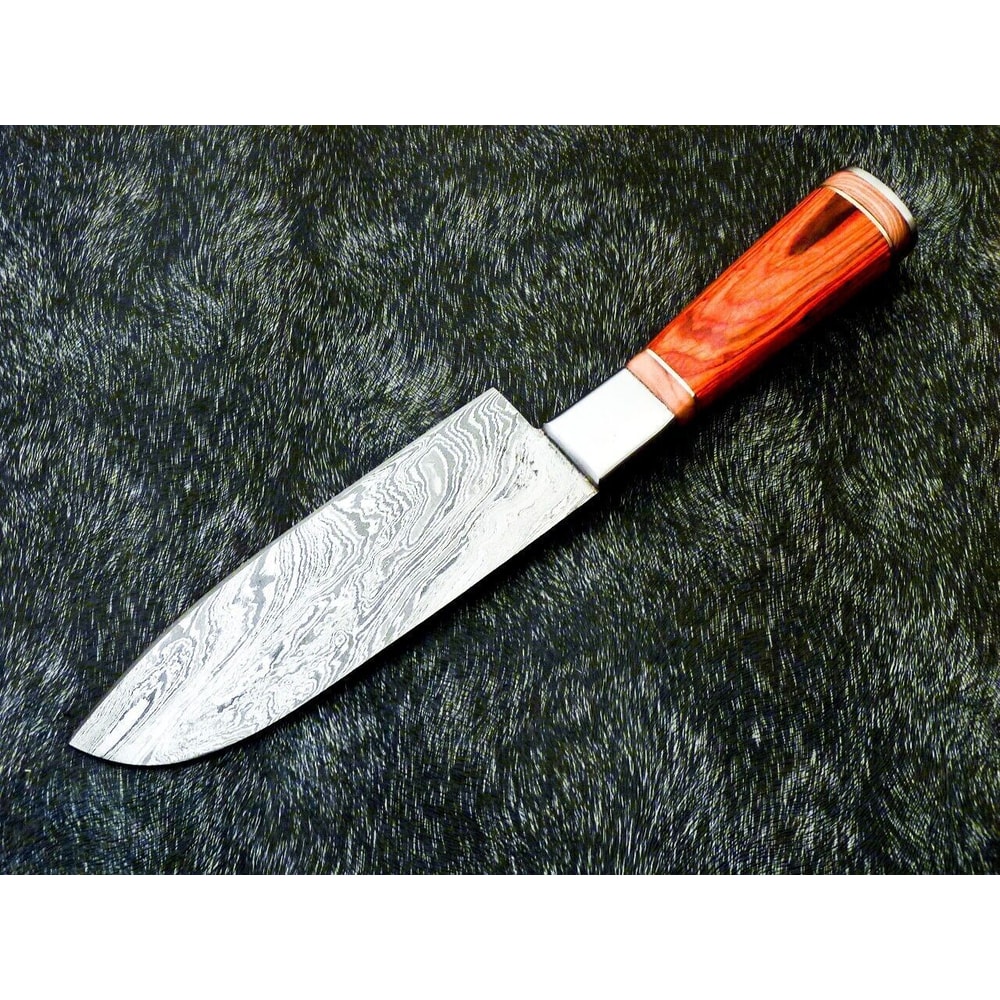 Custom Forged 11 Inch Damascus Steel Chef Knife Hardwood Handle Steel Bolster Handmade 2