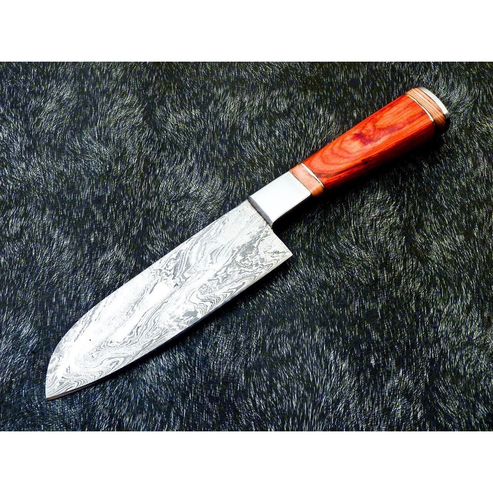 Custom Forged 11 Inch Damascus Steel Chef Knife Hardwood Handle Steel Bolster Handmade 3