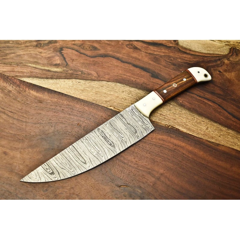 Custom Damascus Steel Chef Knife Handmade Full Tang Blade Forged Kitchen Sport Knife 0