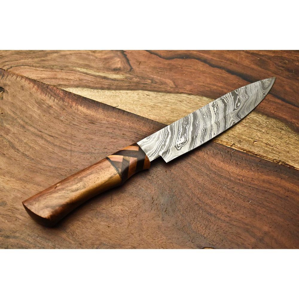 Professional Handmade Chef Knife  11 Inch Forged Damascus Blade  Hardwood Handle  Kitchen Gift 3