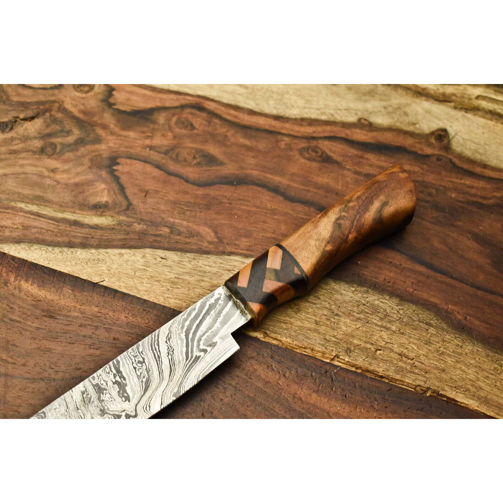 Professional Handmade Chef Knife  11 Inch Forged Damascus Blade  Hardwood Handle  Kitchen Gift 1