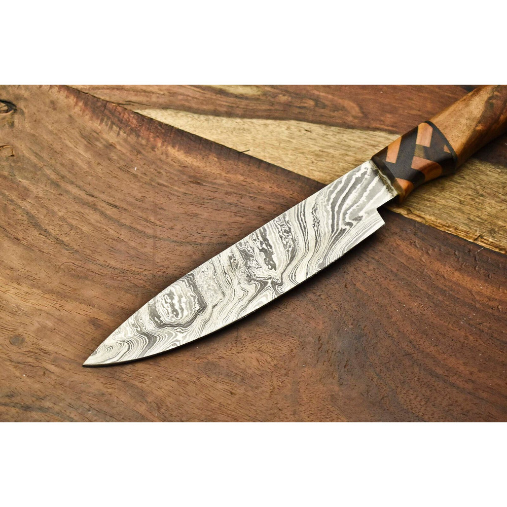 Professional Handmade Chef Knife  11 Inch Forged Damascus Blade  Hardwood Handle  Kitchen Gift 2