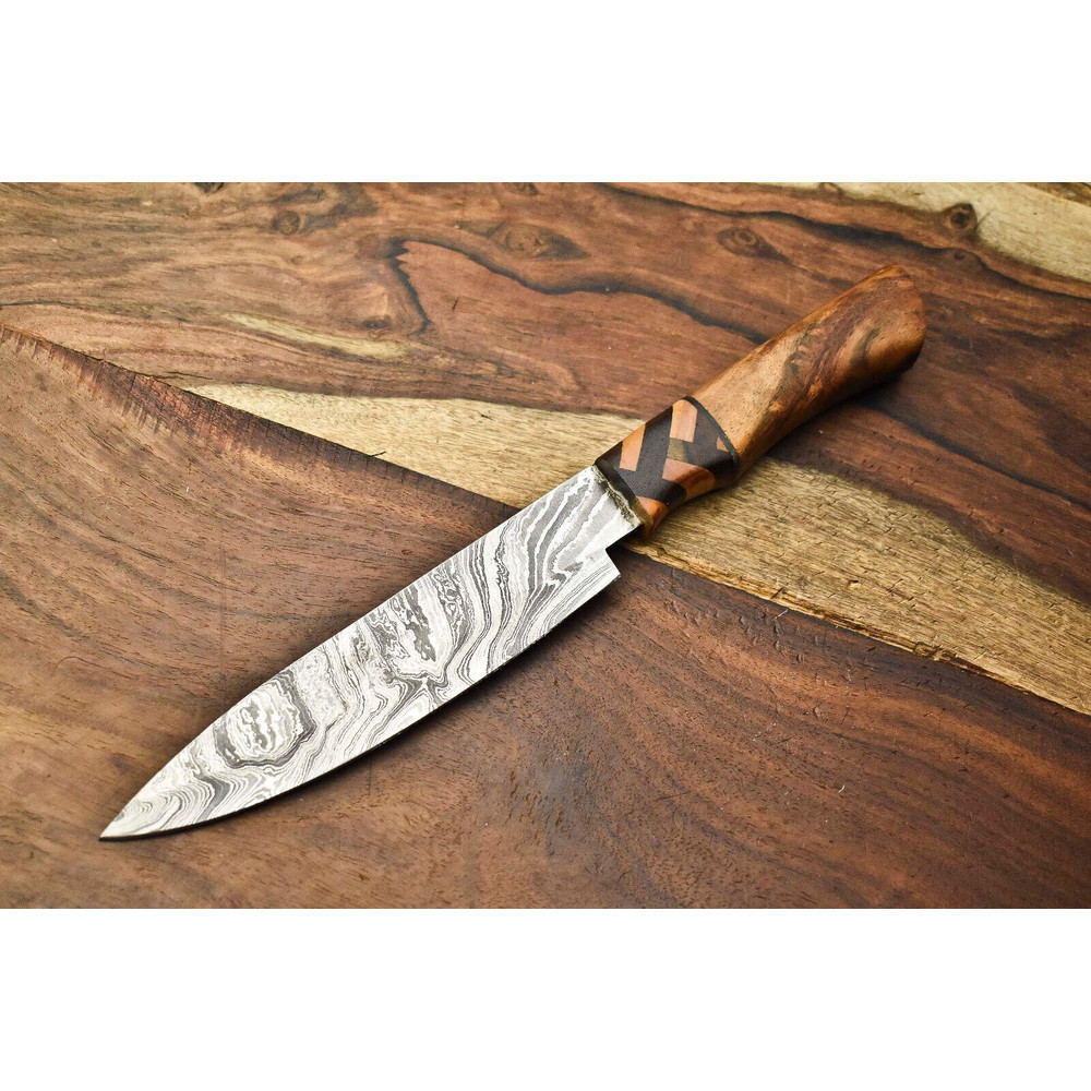 Professional Handmade Chef Knife  11 Inch Forged Damascus Blade  Hardwood Handle  Kitchen Gift 0