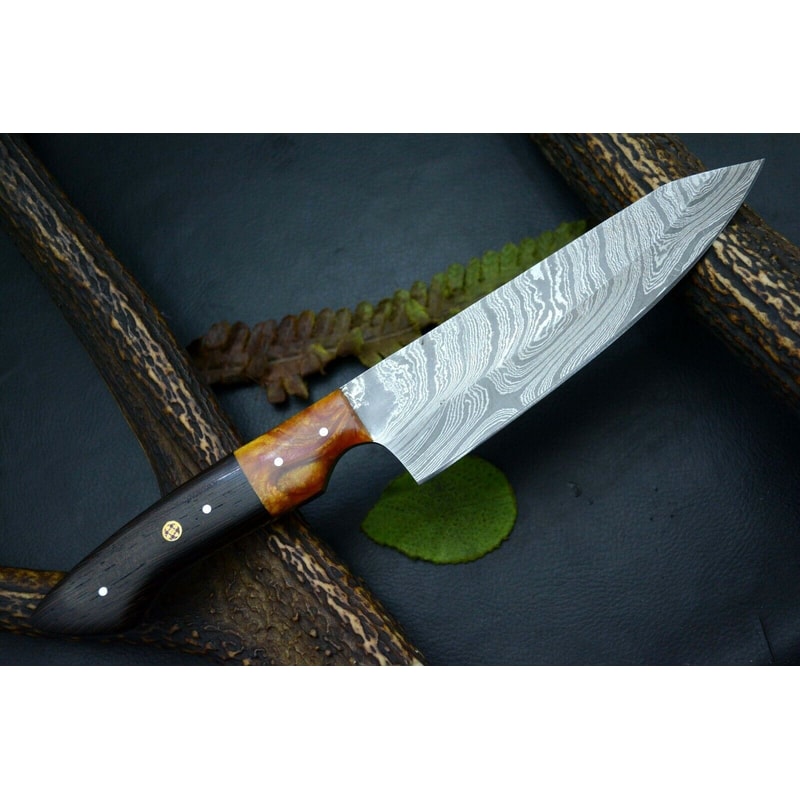 Damascus Steel Chef Knife Custom Handmade Kitchen Knife Sharp Forged Blade Gift Knife 2