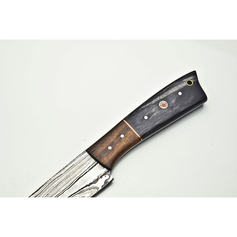 Unique Damascus Steel Knife Full Tang Chef Knife Handmade Forged Blade For Kitchen Camping 1