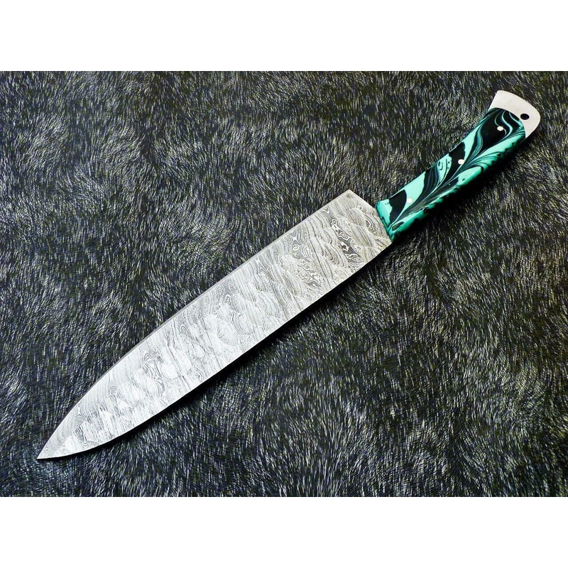 Damascus Steel Full Tang Knife Handmade Forged Chef Knife Collectors Gift Knife For Him 2
