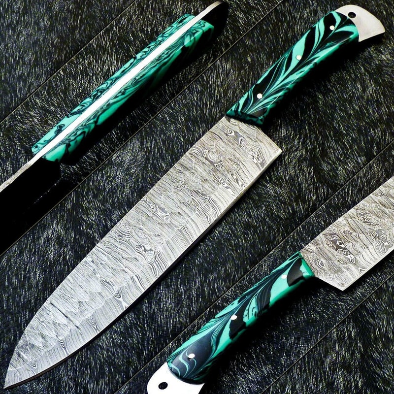Damascus Steel Full Tang Knife Handmade Forged Chef Knife Collectors Gift Knife For Him 0