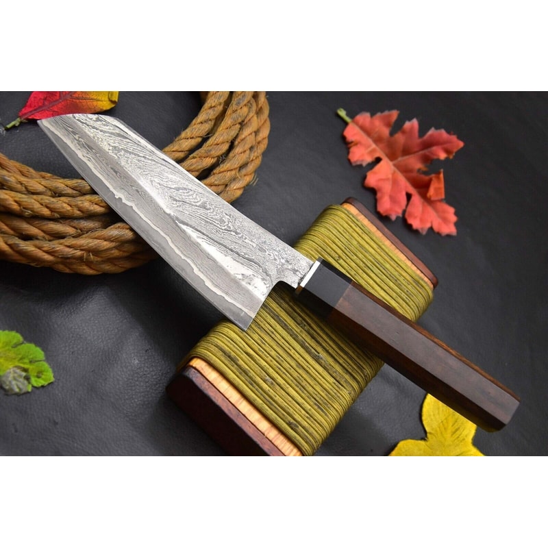 Damascus Steel Chef Knife Handmade Full Tang Forged Blade Outdoor Cooking Knife 2
