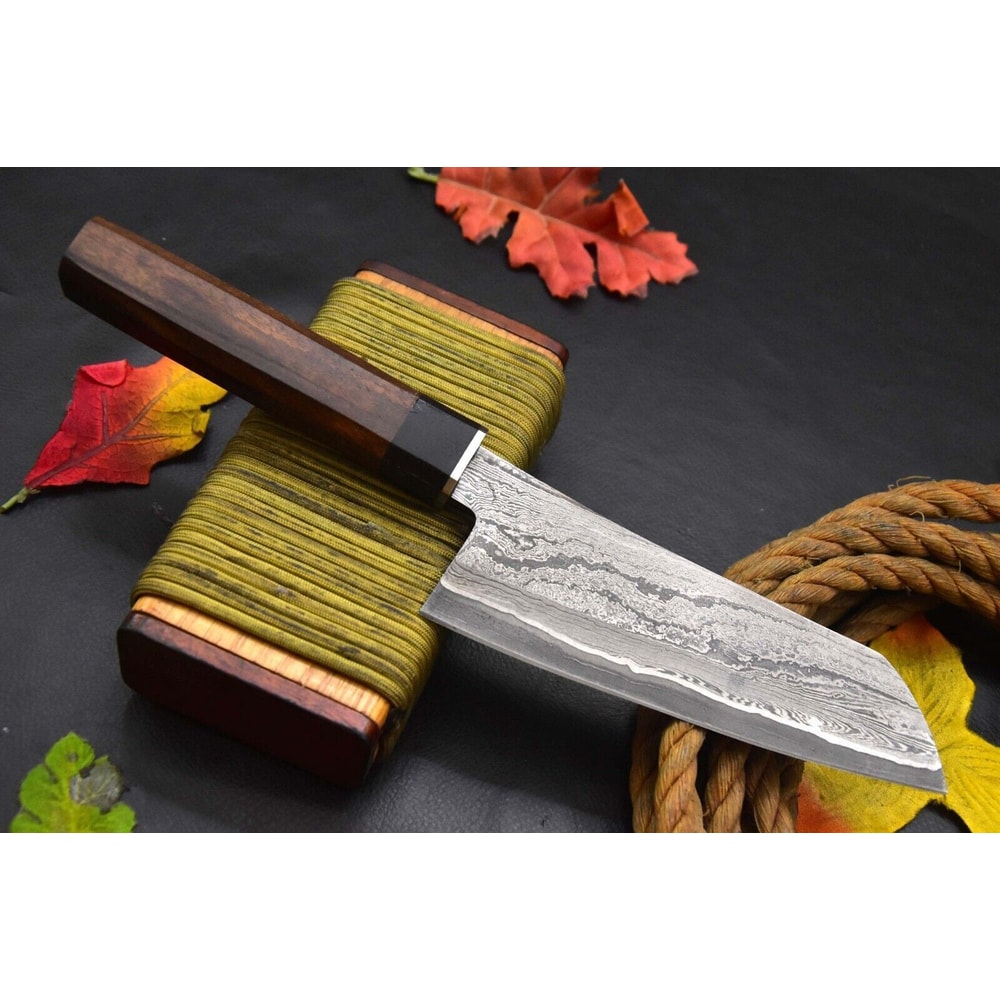 Damascus Steel Chef Knife Handmade Full Tang Forged Blade Outdoor Cooking Knife 0