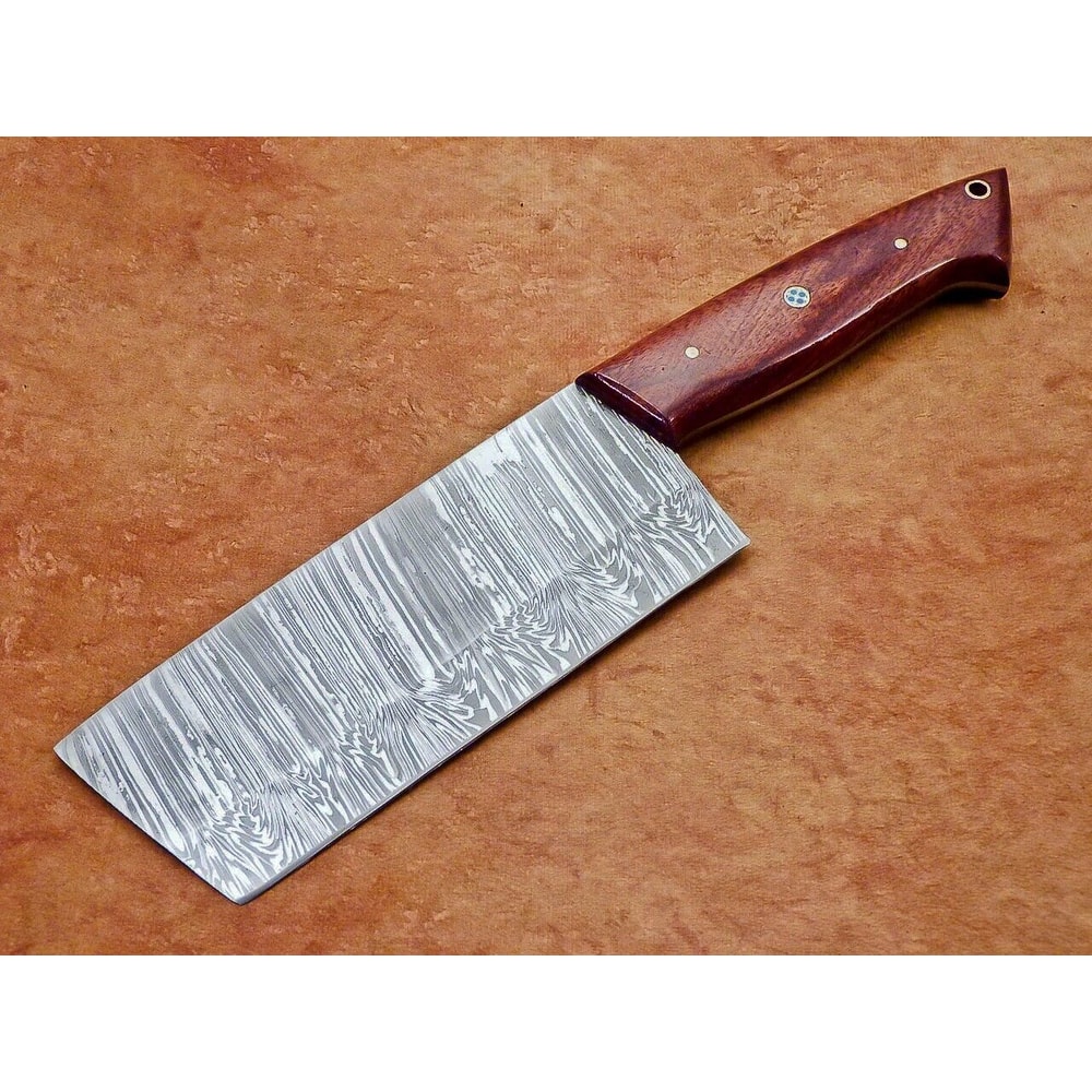 12 Handmade Damascus Steel Chopper Knive Professional Chef Cleaver With Natural Wood Handle 0