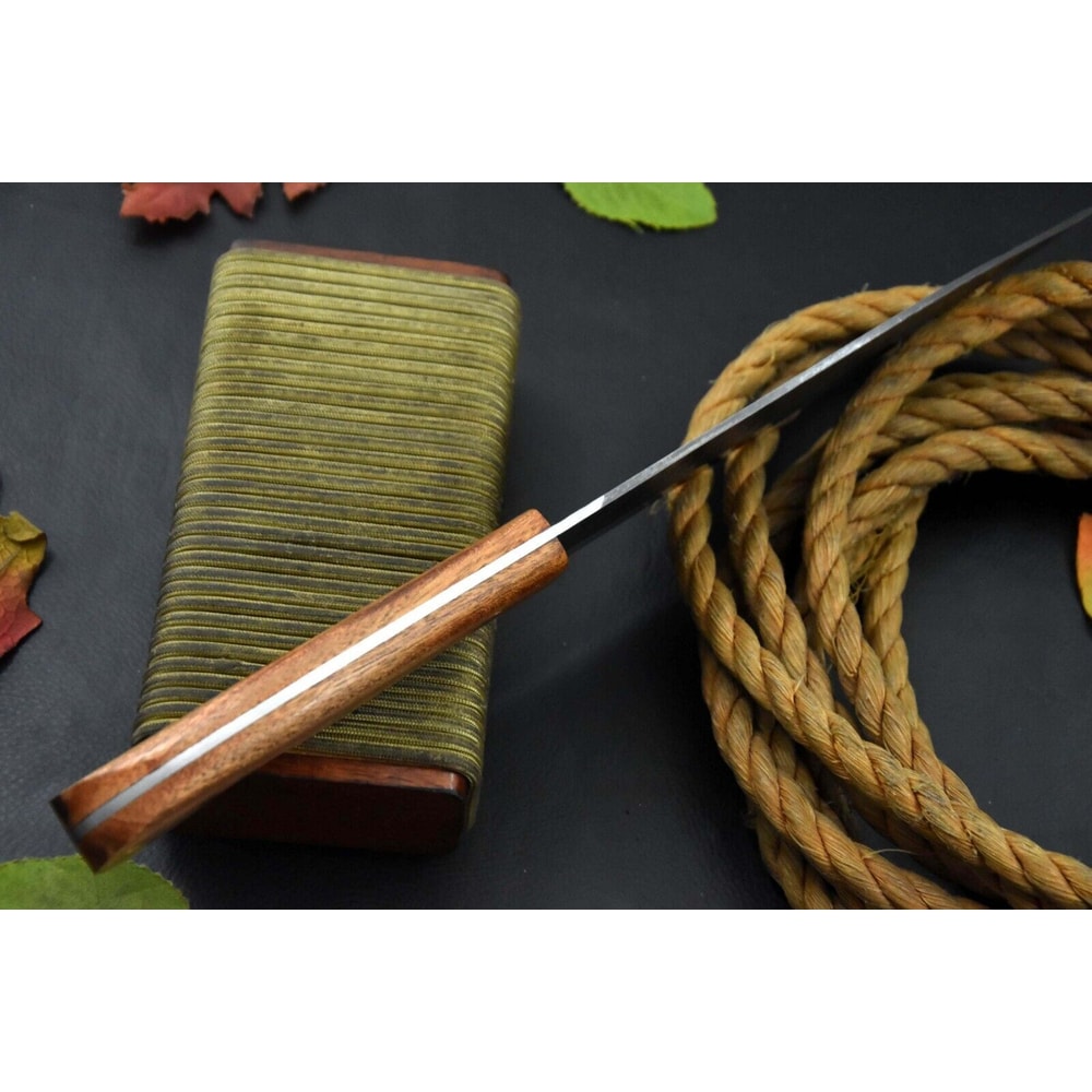 Handcrafted Damascus Chef Knife 13 Twist Pattern Blade Walnut Wood Handle With Micarta Bolster 3