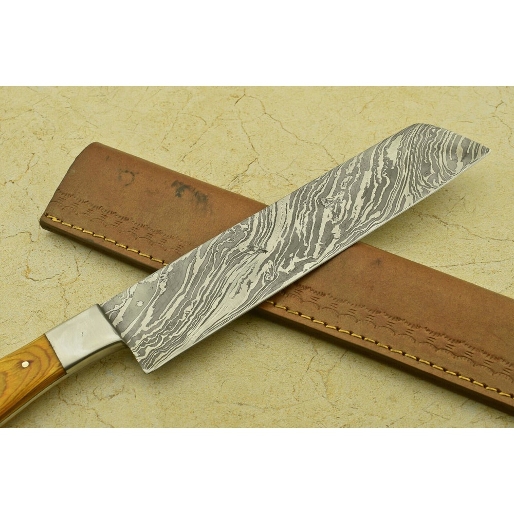 Custom Handmade Damascus Steel Chef Knife With Hardwood Handle 2