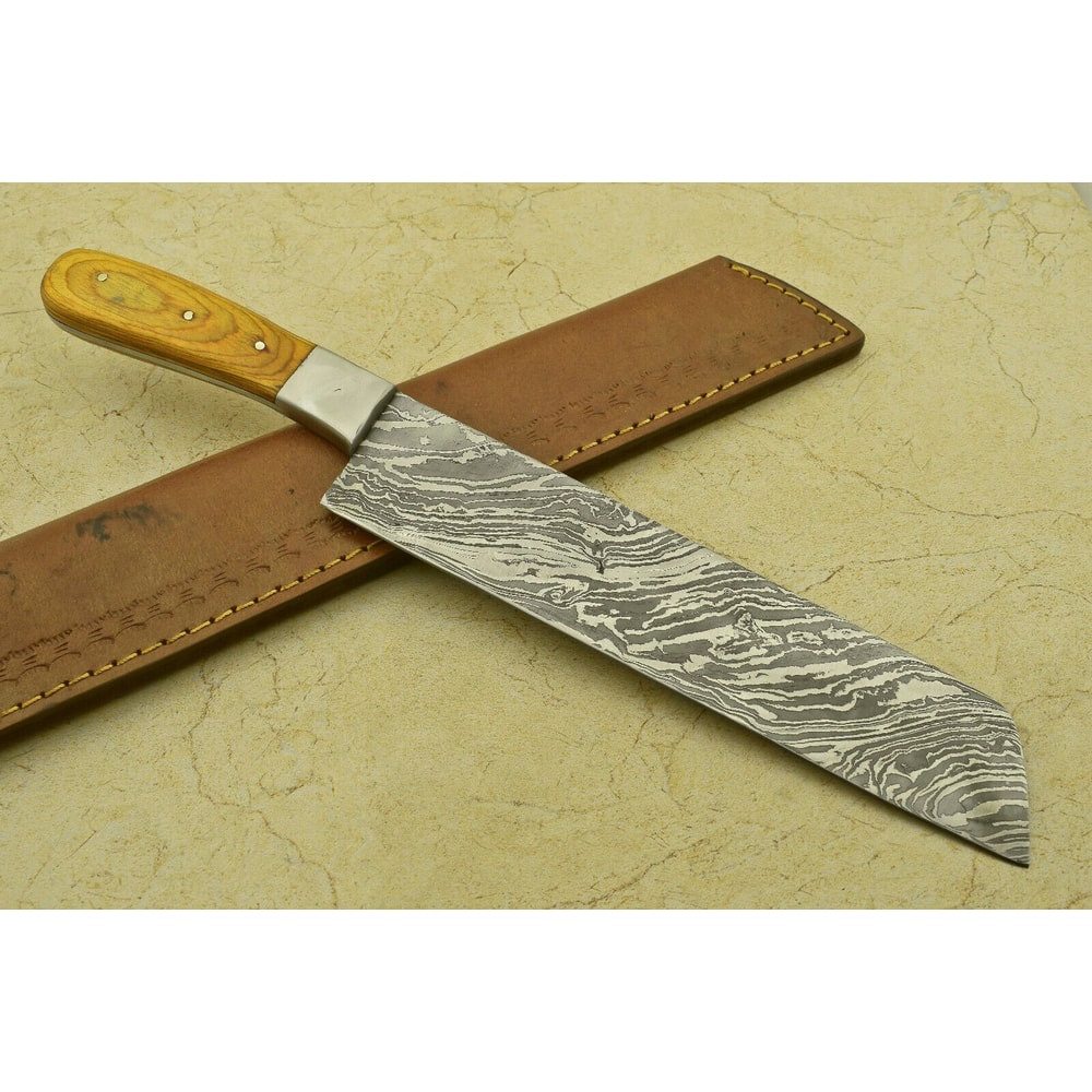 Custom Handmade Damascus Steel Chef Knife With Hardwood Handle 3