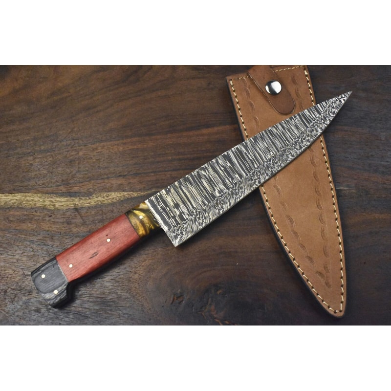 Handcrafted Damascus Chef Knife With Natural Walnut Handle 1