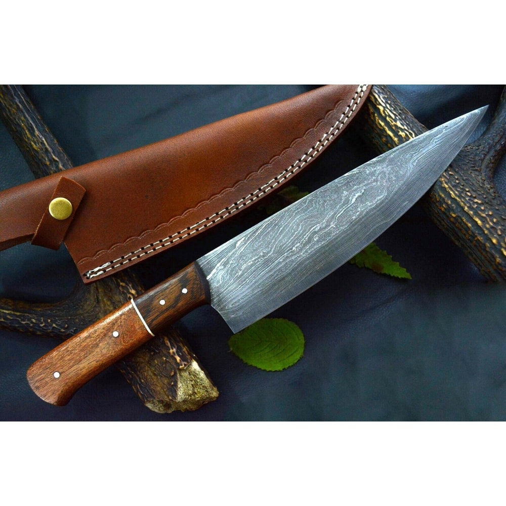 Premium Twist Damascus Chef Knife With Durable Wooden Handle 3