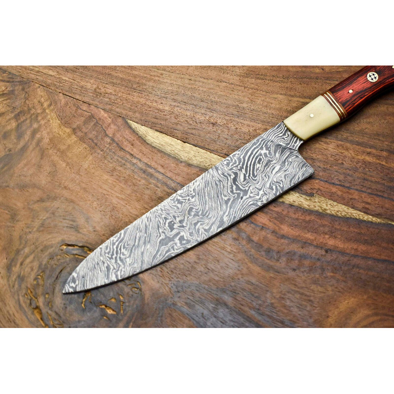 Custom Damascus Steel Kitchen Knife  Handcrafted Full Tang Chef  Outdoor Knife 3
