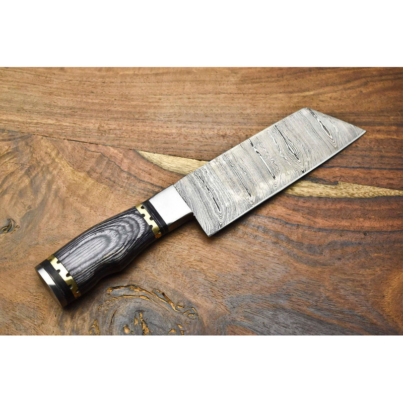 Traditional Damascus Steel Chef Knife  Hand Polished Full Tang Blade For Precision Cutting 3