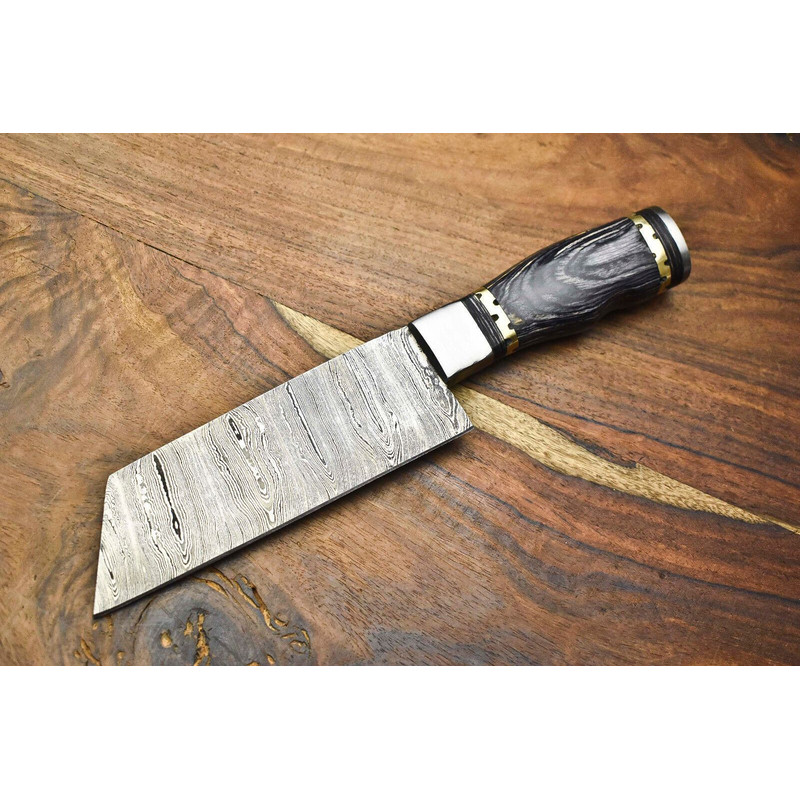Traditional Damascus Steel Chef Knife  Hand Polished Full Tang Blade For Precision Cutting 0